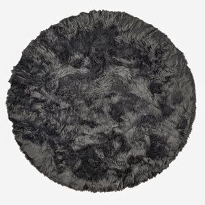 Luxe Home Decor Arlington Faux Sheepskin Circular Rug | 1-Piece | Grey | 6'